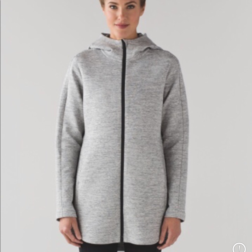 Lululemon hoodie - worn once, size 4, gray, long!